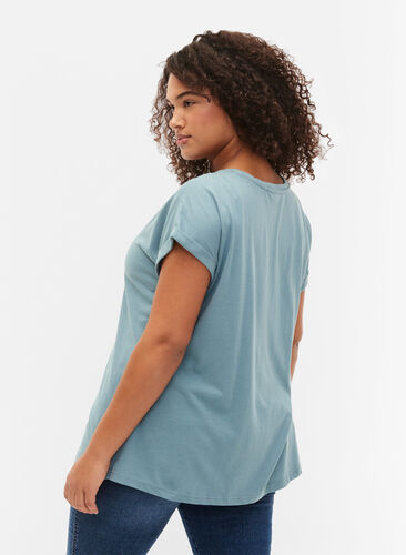 Kortærmet t-shirt i bomuldsblanding, Smoke Blue, Model image number 1