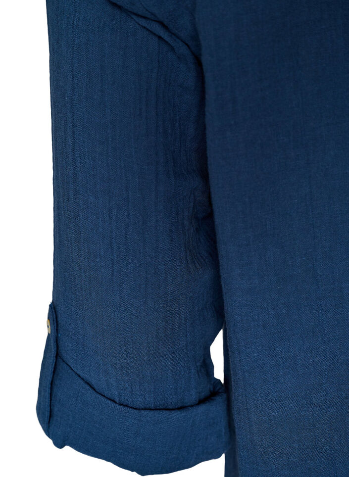 Tunika i bomuldsmusselin med broderi anglaise, Bl&aring;, Packshot image number 3