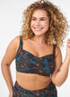 Bikini overdel med vattering og print, Bl&aring;, Model image number 0