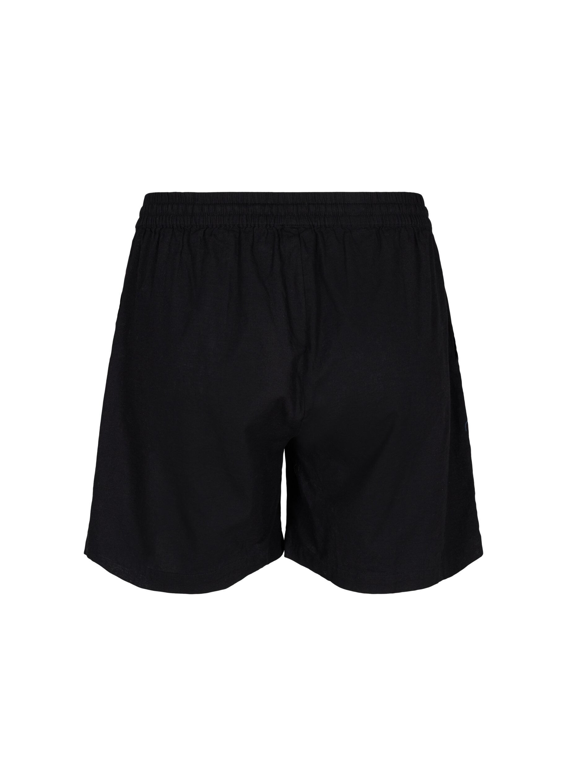 Zizzi L&oslash;se shorts i bomuldsmix med h&oslash;r, Black, Packshot image number 1