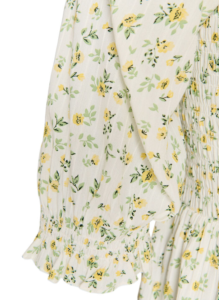 Blomstret sommerkjole i viskose, Hvid, Packshot image number 3