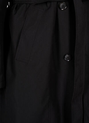 Trenchcoat med bælte og slids, Black, Packshot image number 3