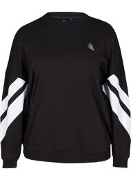Sweatshirt med printdetaljer på ærmerne, Black