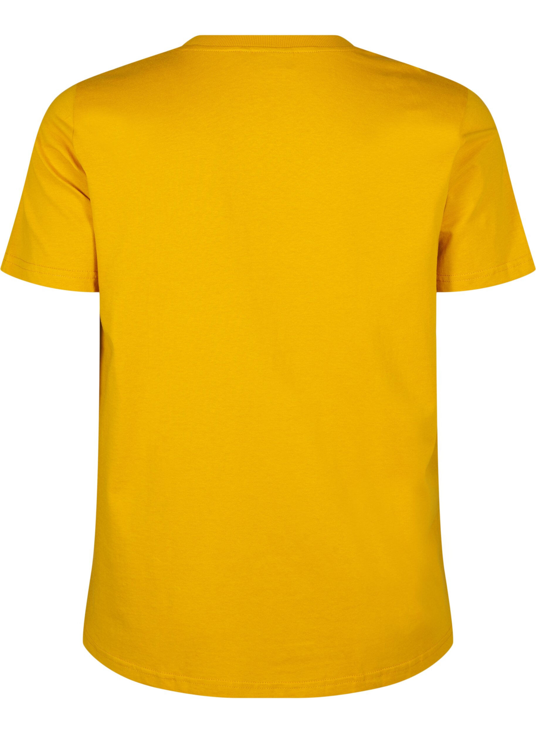 ZizziBasis t-shirt i bomuld med rund hals , Gul, Packshot image number 1