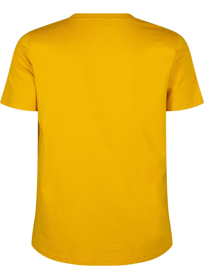 Basis t-shirt i bomuld med rund hals , Gul, Packshot image number 1