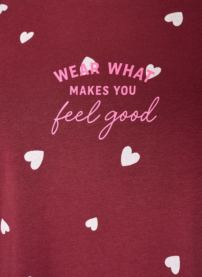 Natbluse med print, R&oslash;d, Packshot image number 2