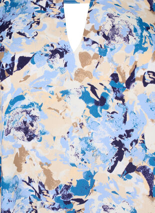 Kortærmet bluse i viskose med print , Blue Graphic AOP, Packshot image number 2