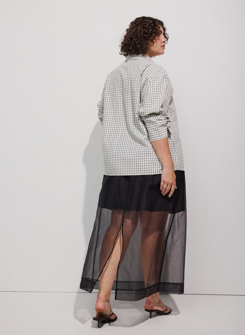 Lang nederdel i organza-look, Sort, Model image number 2