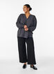 Bluse med smock manchetter og V-udsk&aelig;ring, Gr&aring;, Model image number 1