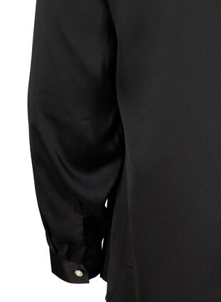 Langærmet bluse med feminine knapper, Black, Packshot image number 3