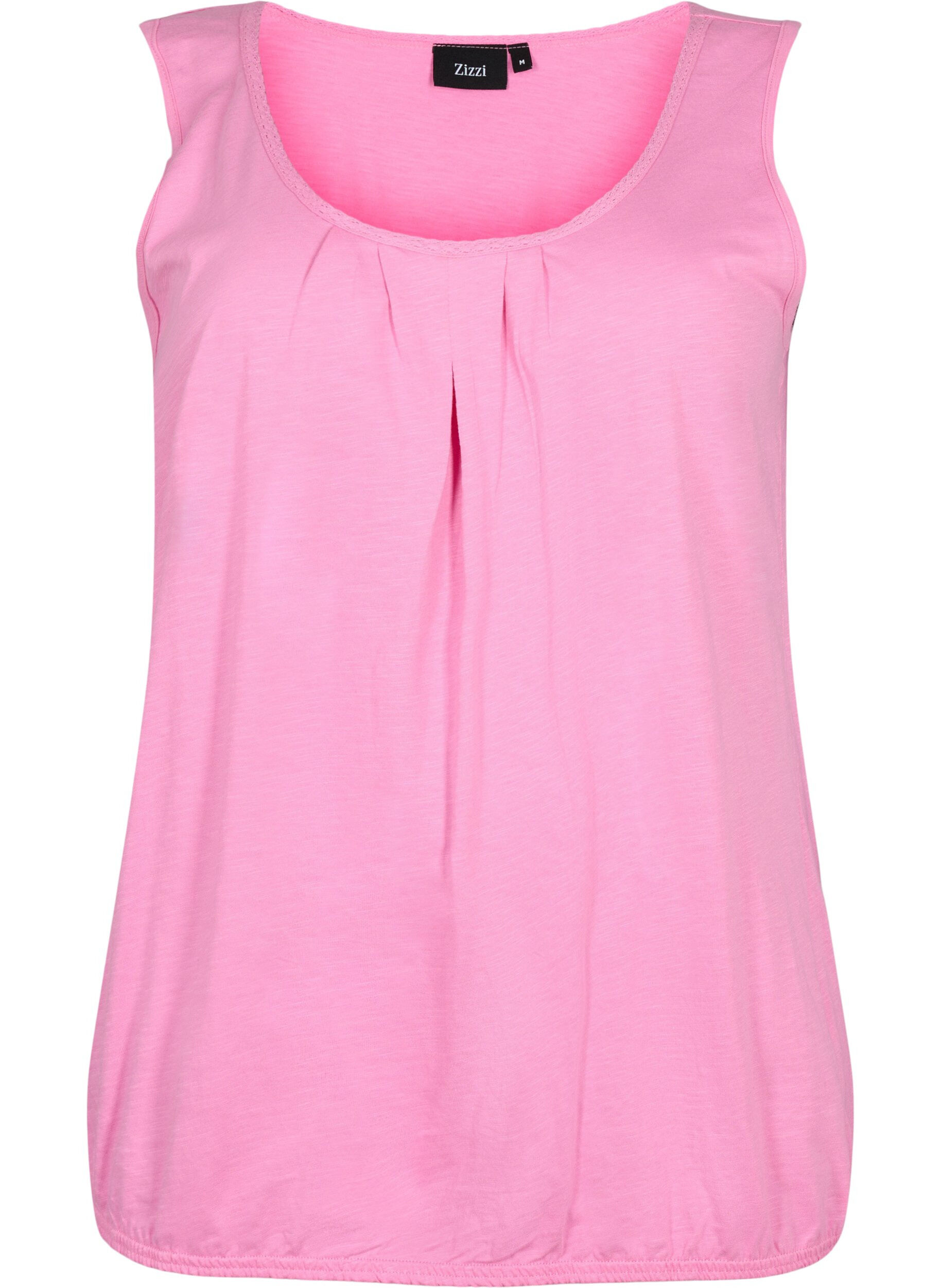 Zizzi 2-pak bomuldstop med blondekant, Rosebloom / Black, Packshot image number 2