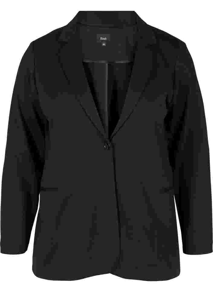 Enkel blazer med knaplukning, Black, Packshot image number 0