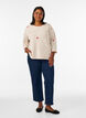 Strikbluse med hjerter og 3/4 &aelig;rmer, Beige, Model image number 1