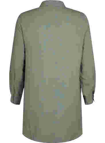 Lang ensfarvet skjorte i viskose , Thyme, Packshot image number 1