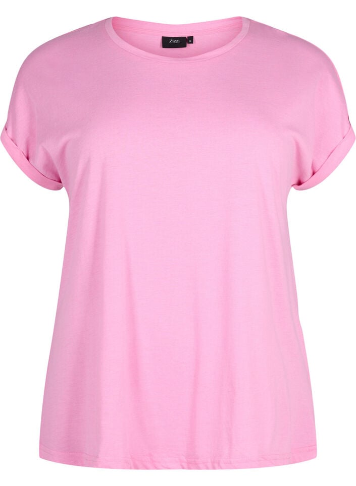 Kort&aelig;rmet t-shirt i bomuldsblanding, Lyser&oslash;d, Packshot image number 0