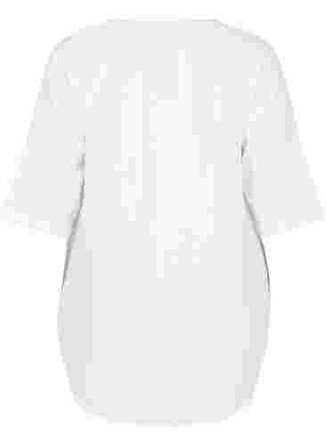 3/4 ærmet tunika i bomuld, Bright White, Packshot image number 1