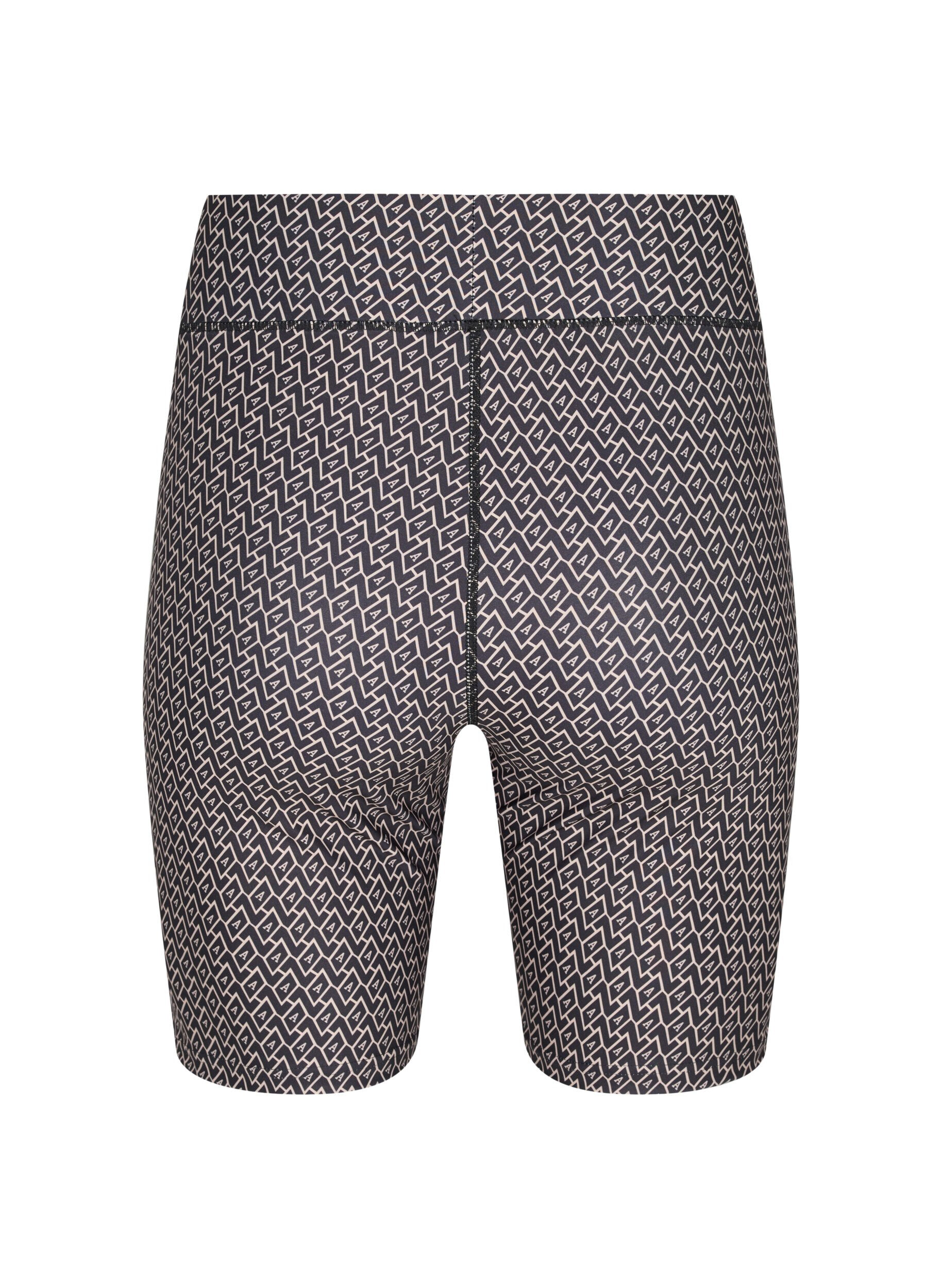 Zizzi Printede tr&aelig;ningsshorts , Black w. Text Print, Packshot image number 1