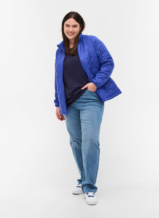 Quiltet letvægts jakke med lynlås og lommer , Dazzling Blue, Model image number 2