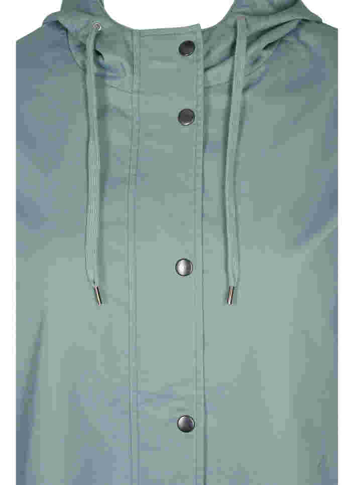 Kort parka jakke med hætte og justerbar bund, Chinois Green, Packshot image number 2