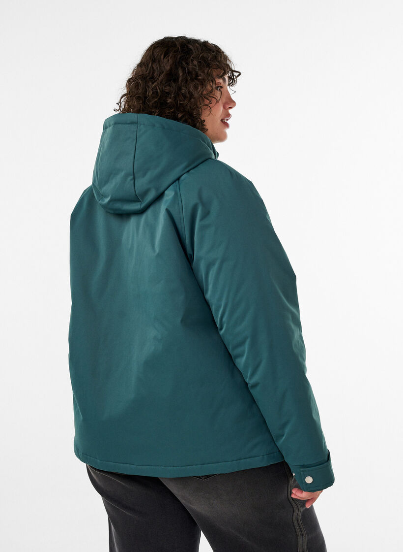Vatteret parka med aftagelig h&aelig;tte, Gr&oslash;n, Model image number 2