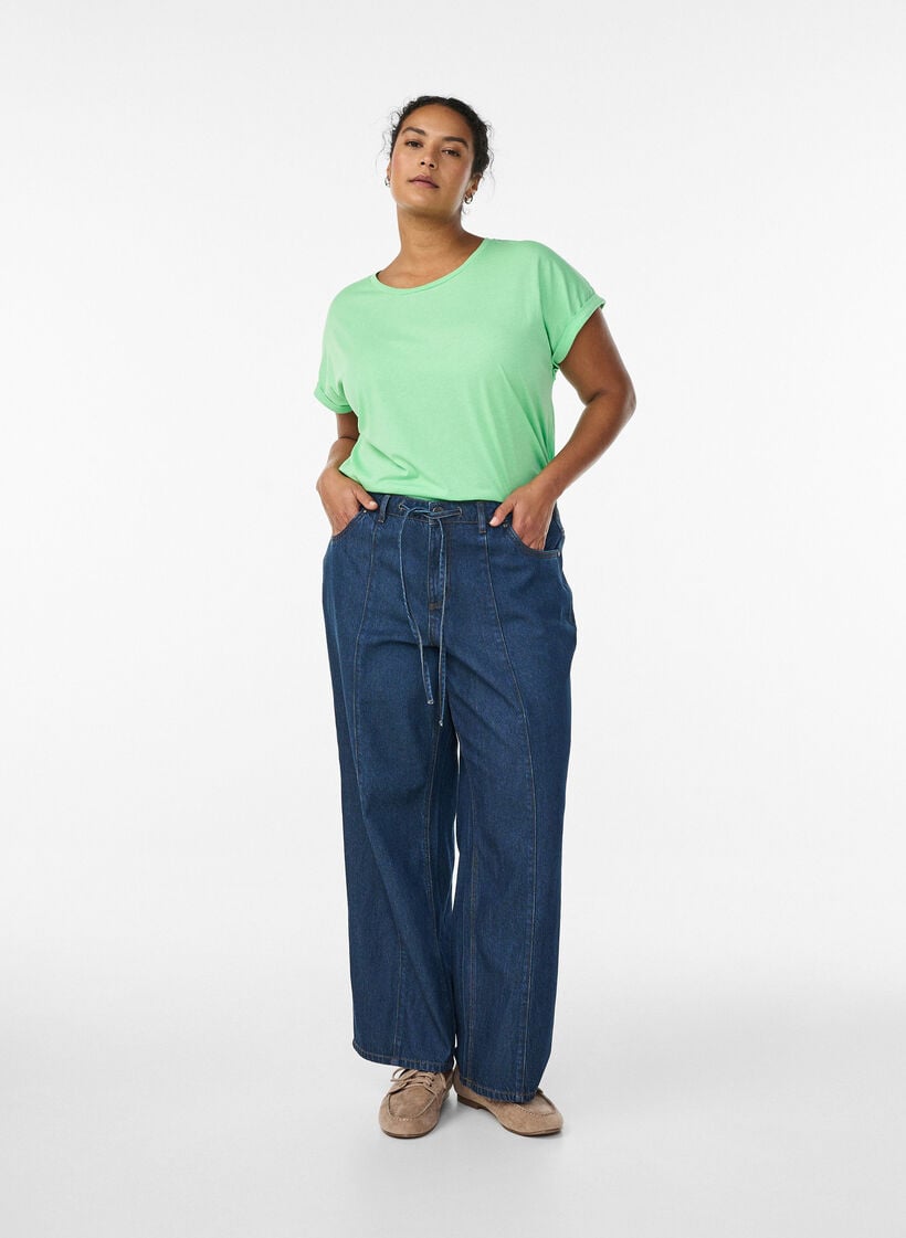 Kortærmet t-shirt i bomuldsblanding, Grøn, Model