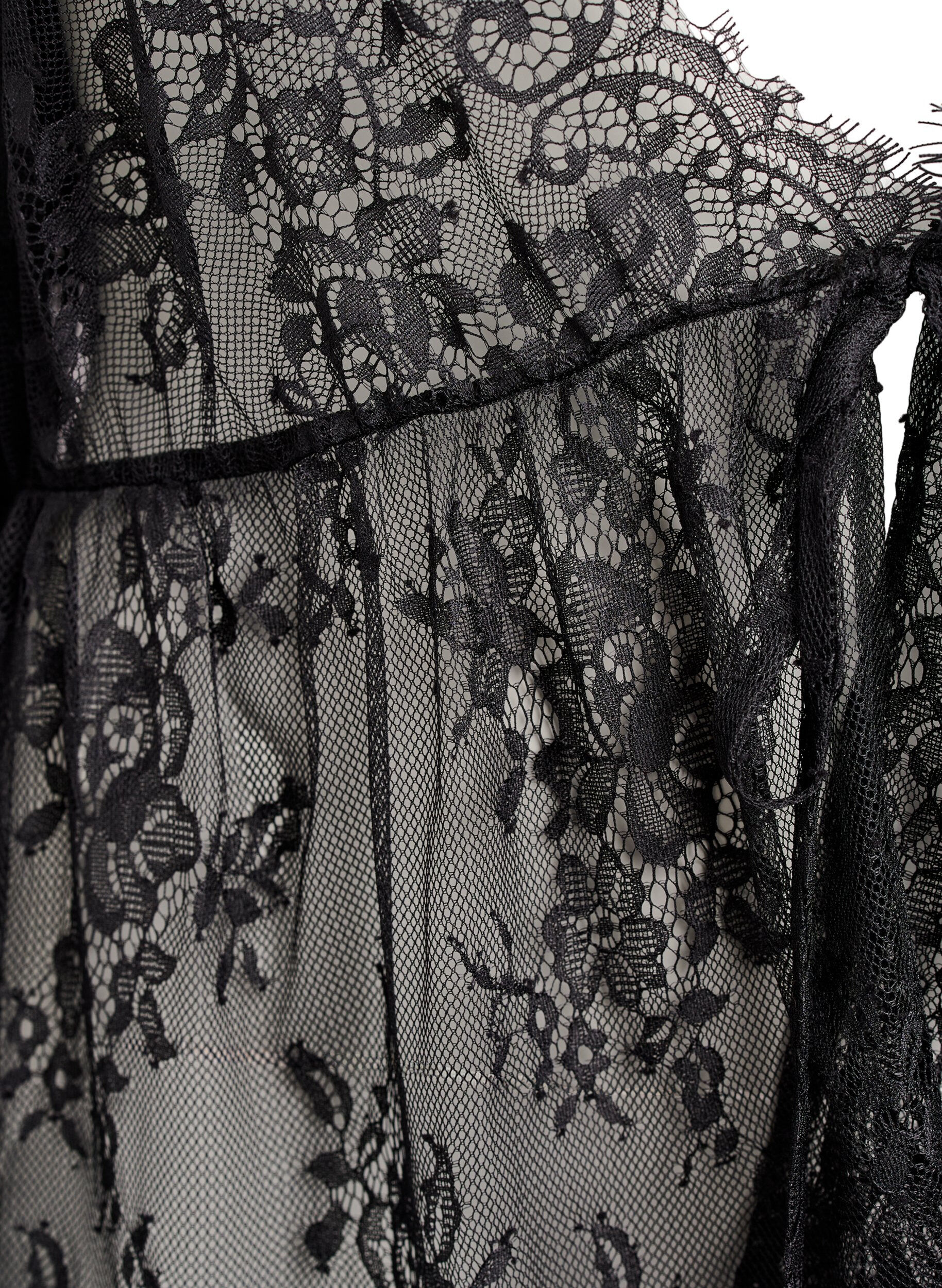 Zizzi Blonde top med bindedetalje og 3/4 &aelig;rmer, Sort, Packshot image number 2