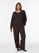 Strikbluse med struktureret hulm&oslash;nster, Brun, Model image number 1