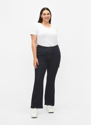 Ellen bootcut jeans med høj talje, Raw Unwash, Model image number 0