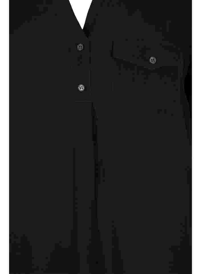 Kortærmet tunika i viskose, Black, Packshot image number 2