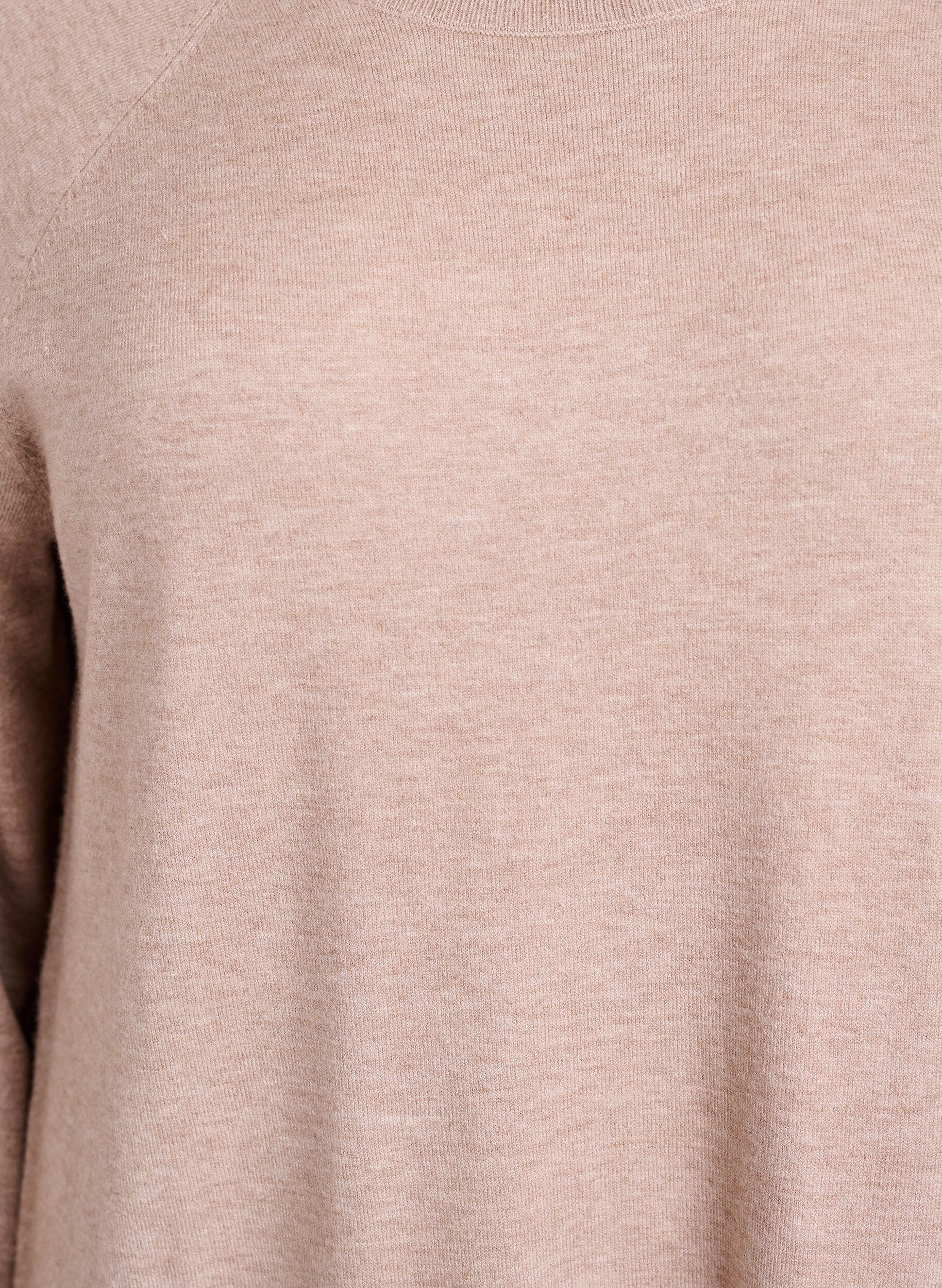 Zizzi Kort strikkjole med raglan&aelig;rmer, Beige, Packshot image number 2