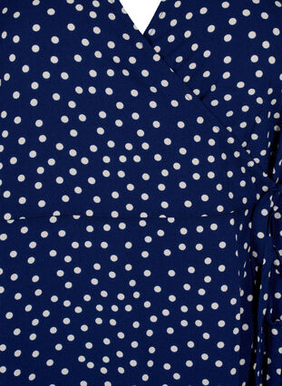 Wrapkjole med prikker og korte ærmer, Navy Blazer Dot AOP, Packshot image number 2