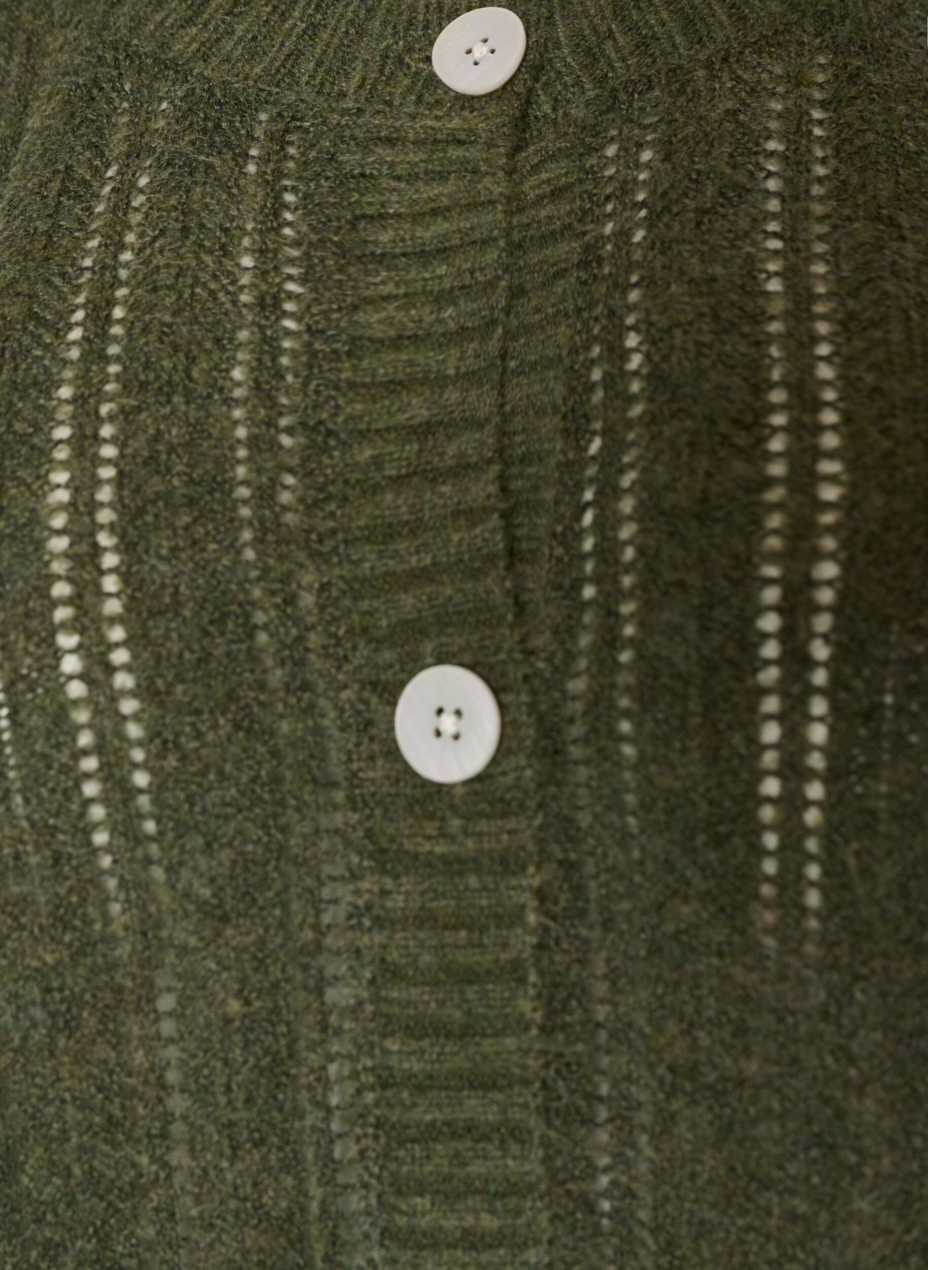 ZizziStrikket cardigan med hulm&oslash;nster, Gr&oslash;n, Packshot image number 2