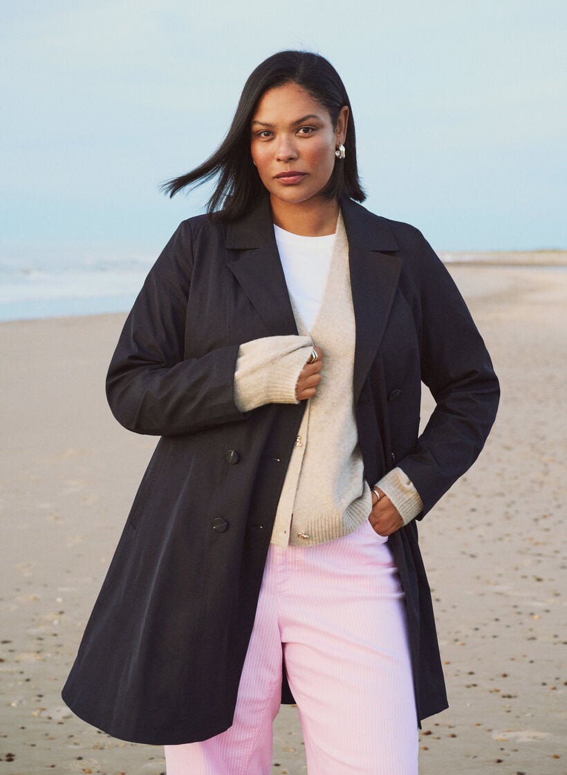 A-formet for&aring;rsfrakke med dobbeltradet lukning, Sort, Image image number 0