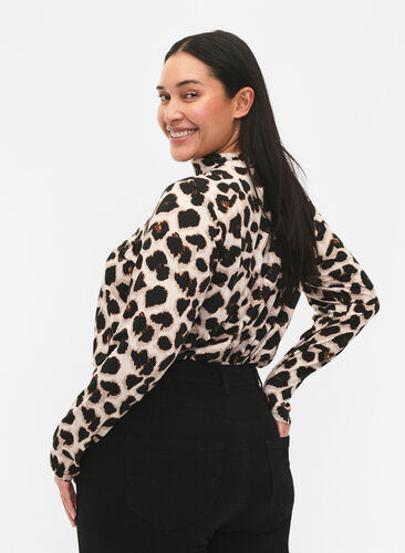 FLASH - Langærmet bluse med turtleneck, Leopard AOP, Model image number 1