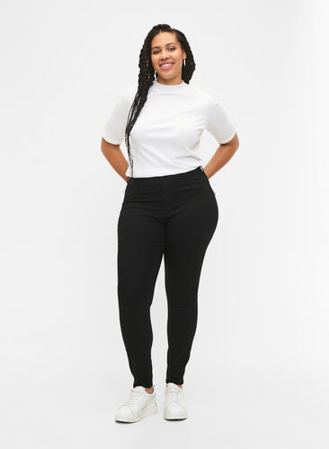Super slim Amy jeans med høj talje, Black, Model image number 0