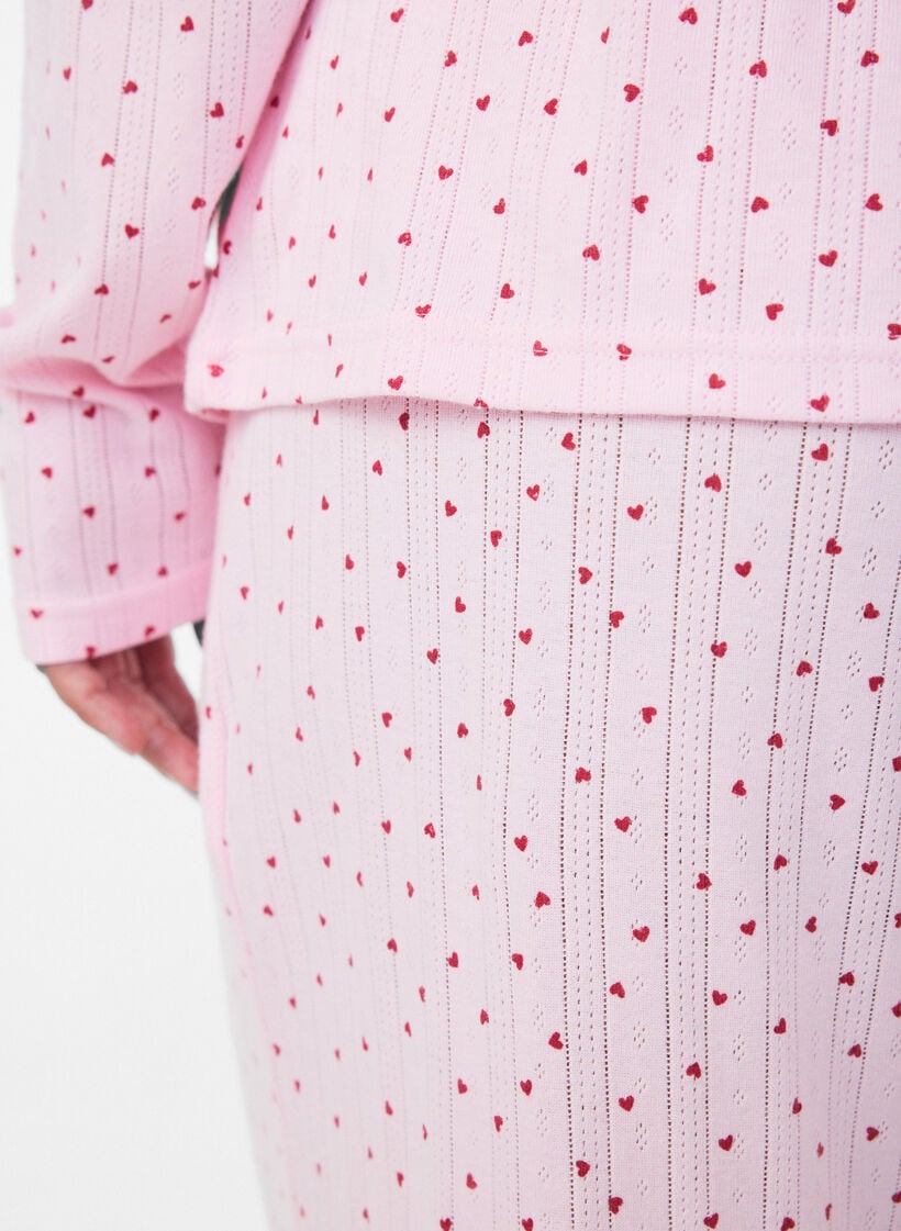 Pyjamabukser i &oslash;kologisk bomuld med hulm&oslash;nster, Lyser&oslash;d, Model image number 4
