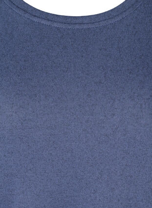 Bluse med 3/4 ærmer og knapper, Crown Blue Melange, Packshot image number 2