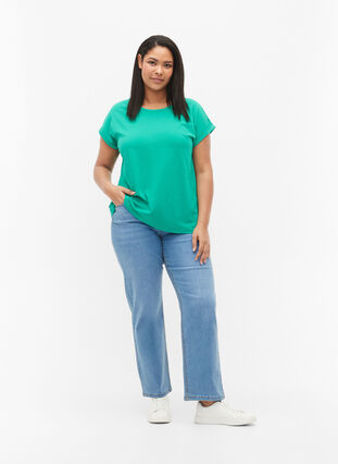Kortærmet t-shirt i bomuldsblanding, Emerald Green, Model image number 2