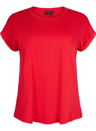 Kortærmet t-shirt i bomuldsblanding, Tango Red, Packshot image number 0