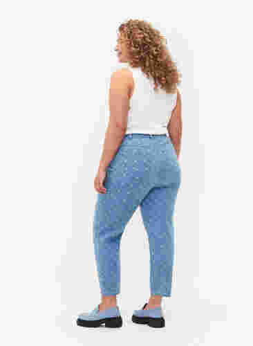 Mille mom fit jeans med print, Light blue denim, Model image number 1