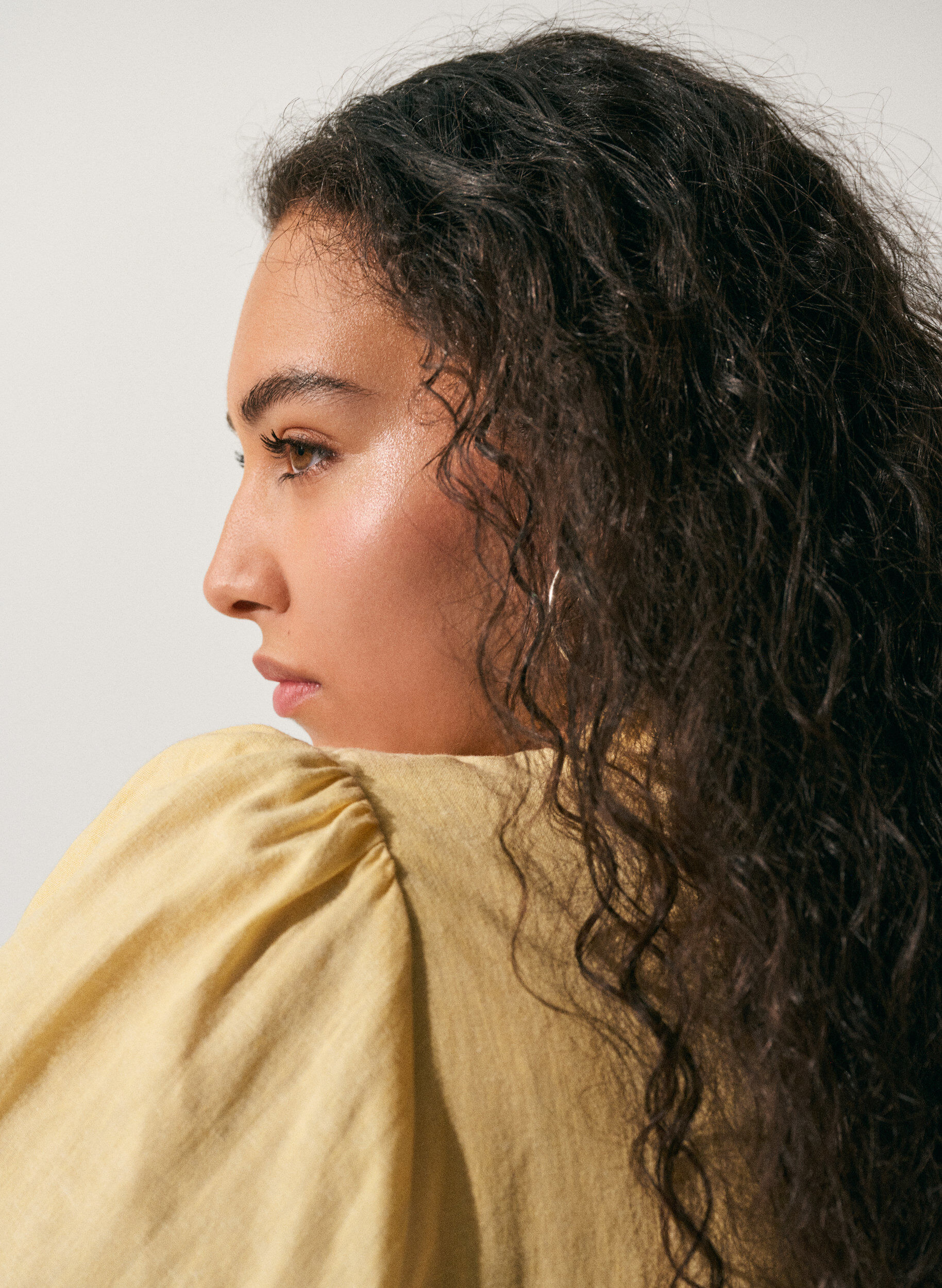 Zizzi Skjortekjole i h&oslash;r og viskose med bindeb&aelig;lte, Gul, Image image number 0