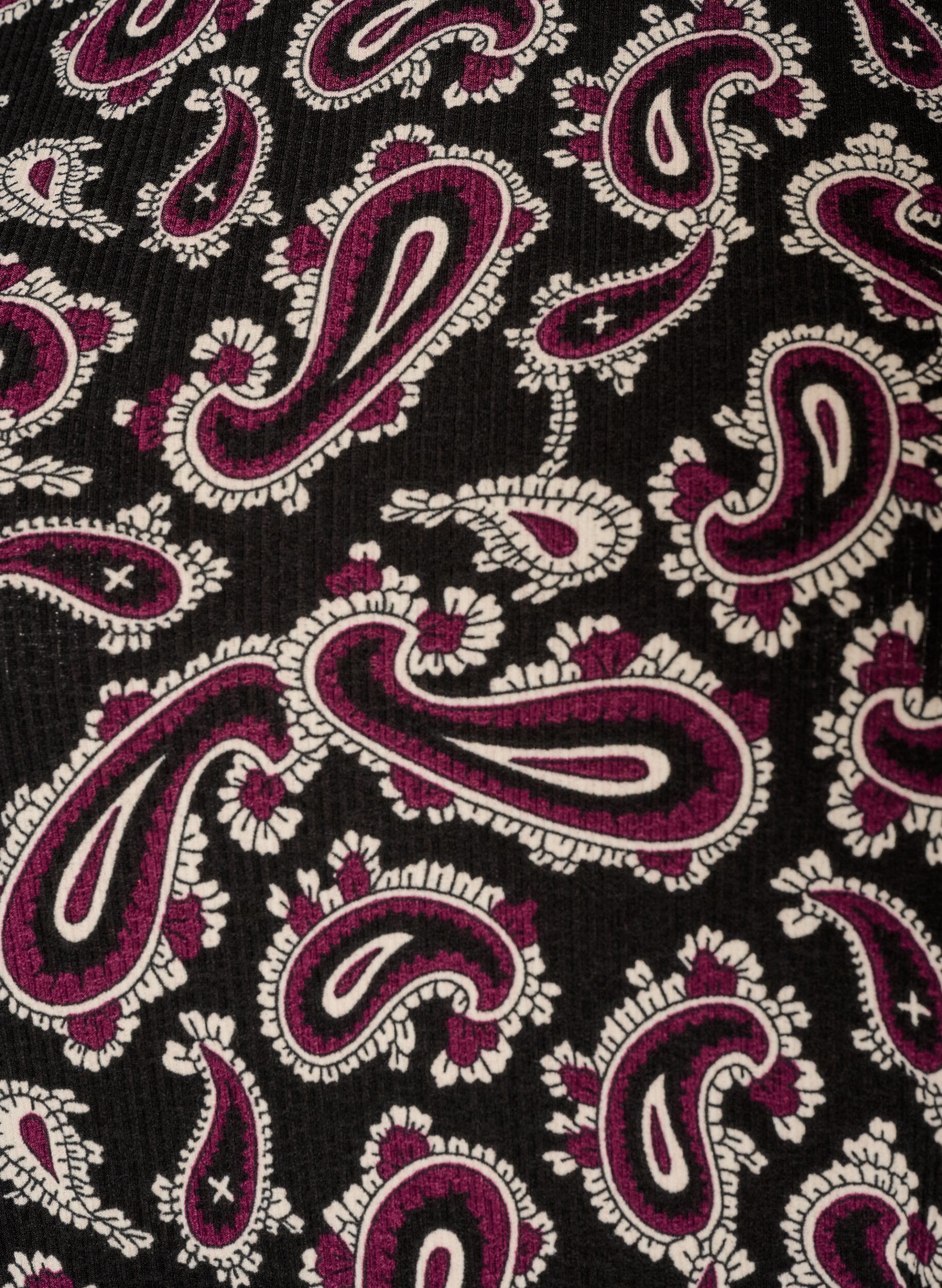 ZizziBluse med korte &aelig;rmer og paisleyprint, M&oslash;rk Bordeaux, Packshot image number 2