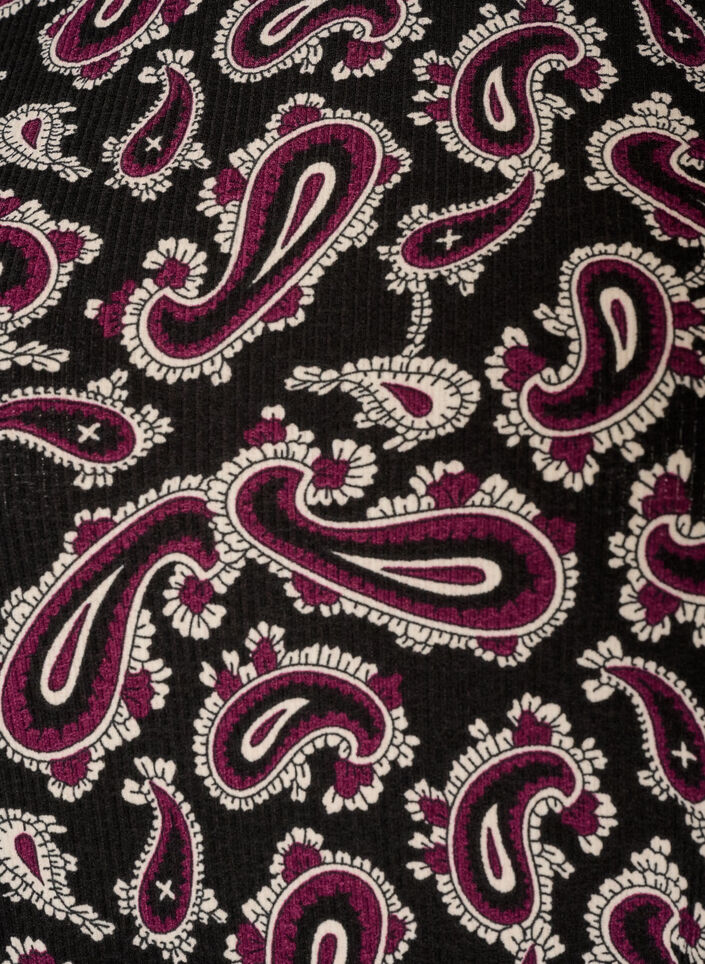 Bluse med korte &aelig;rmer og paisleyprint, M&oslash;rk Bordeaux, Packshot image number 2