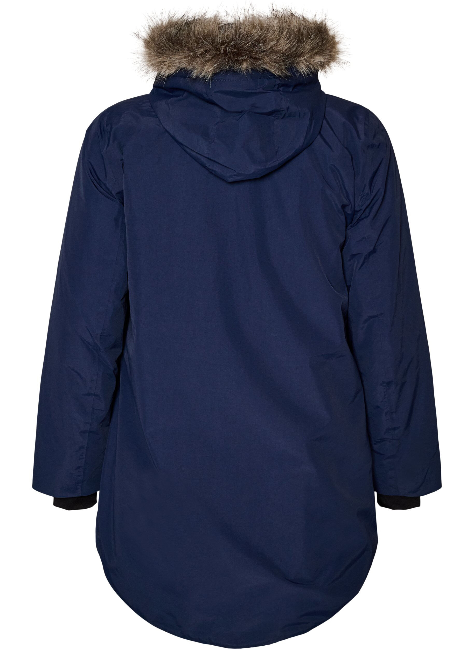 ZizziVandt&aelig;t parka vinterjakke med h&aelig;tte, Bl&aring;, Packshot image number 1