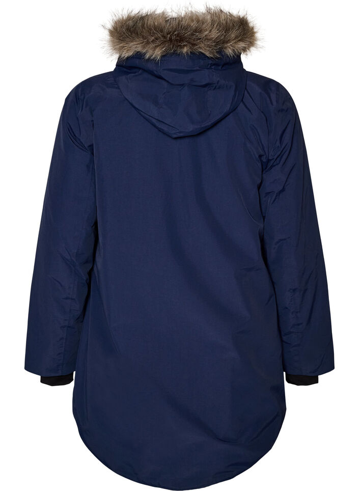 Vandt&aelig;t parka vinterjakke med h&aelig;tte, Bl&aring;, Packshot image number 1
