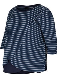 Stribet graviditets bluse med 3/4 ærmer, Blue Stripe 
