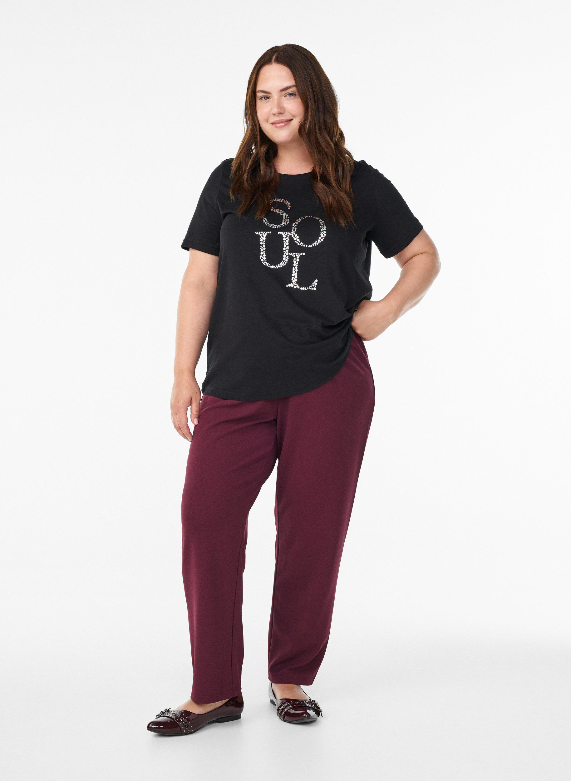 Zizzi FLASH - T-shirt med motiv, Sort, Model image number 1