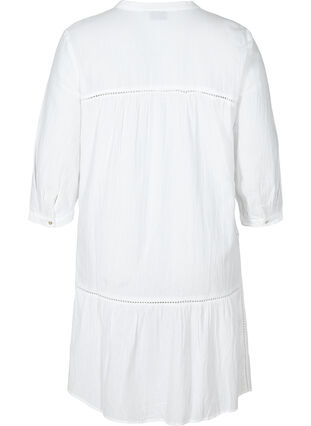 Bomulds kjole med a-form , Bright White, Packshot image number 1