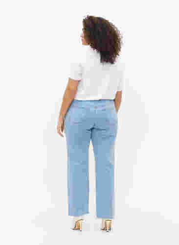 Højtaljede Gemma jeans med hul på knæet, Ex Lgt Blue, Model image number 1