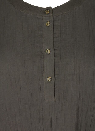 Bomulds kjole med knapper og 3/4 ærmer, Khaki As sample, Packshot image number 2